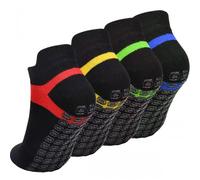 volumoon Chaussette de Sport Antidérapante, 4 Paires de Chaussettes de Yoga Antidérapantes en Coton, Epaisse Respirant, pour Yoga, Pilates, Hôpital, Barre Ou Sports à Domicile