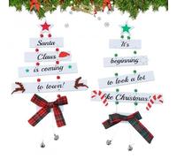 Volumoon Décorations de Noël en Bois, Ornement Noël, Décoration de Noël, Ornements Sapin de Noël, Christmas Panneau à Suspender, Décorations à Suspendre sur Une Porte Intérieure et Extérieure
