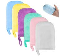 Volumoon Gant Démaquillant Lavable Microfibre, 6 Pièces de Gants Démaquillants en Flanelle, Gant Nettoyant Visage, Réutilisable Démaquillant Chiffon, Gants de Lavage Doux