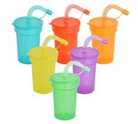 volumoon Gobelets en Plastique, 6 Pièces Tasse à Boissons Froides avec Paille et Couvercle, Tasse à Boissons Réutilisables pour Adultes, Smoothie Mug Coloré pour Camping, Mariages, Fêtes (6 Couleurs)
