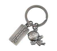 volumoon Keychain Cadeau, Porte-clés ange Gardien Smile, Anti-perte, Ange Porte-bonheur en Métal avec Coeur, Bijou de Sac pour Anniversaire, Voiture, Cade, Femme, Petite Amie (Argent Antique)