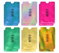 volumoon Lot de 12 pochettes de protection RFID pour cartes de crédit, cartes de crédit, porte-cartes anti-vol RFID, protection de carte sans contact pour homme et femme, multicolore, 8.9x5.6cm,