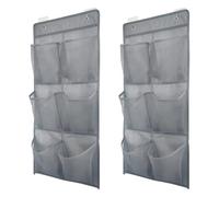 volumoon Lot de 2 étagères suspendues,Poche de Rangement Suspendue,Range chaussures à suspendre sur la porte 12 Poches avec 4 Crochets, pour armoire et porte étroite, organisateur de chaussures, gris