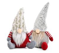 Volumoon Lot de 2 Gnome de Décoration de Noël, 25cm et 29cm Gnome Peluche Elfe à la Main, Gnome de Noël, Décoration de Noël Intérieur, Nain de Noël,Cadeau Poupée sans Visage pour Déco Cheminée et Noël