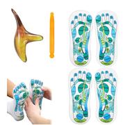 Volumoon Lot de 2 Paires Chaussettes de Réflexologie, Chaussette Reflexologie Plantaire Francais, Reflexology Socks mit Massage Tools, Chaussettes de Massage pour Améliorer la Santé des Pieds