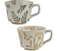 volumoon Lot de 2 Tasse ceramique,350 ml Tasses à café rustiques en céramique,Mugs et tasses à café,pour latte, thé, lait, cacao chaud
