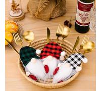 Volumoon Lot de 3 couverts de Noël mignons - Décorations de table, support de vaisselle de nain pour la maison, le restaurant, le Père Noël