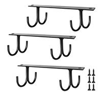 Volumoon Lot de 3 Porte-Tasses Suspendu Sous Placard - Crochet de Rangement pour 12 Tasses, Mugs et Cafés - Noir