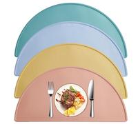 volumoon Lot de 4 Sets de Table, Tapis de Table Individuel, sous-Assiette, Tapis de Table en Silicone, Tapis de Table Antidérapant, Dessous de Table pour L'Isolation