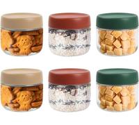 volumoon Lot de 6 Bocaux en Verre pour Aliments, Petits Bocal en Verre Hermétique Rond, pot yaourt en verre avec couvercle, Verres d'Avoine de Nuit, Récipient en Verre avec Couvercle (6 * 280ml)