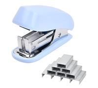 Volumoon Mini Agrafeuses de Bureau sans Effort avec 830 Agrafes 26/6, Capacité de 2 à 12 Feuilles, Comprend un Décapant d'Agrafes Intégré, aux étudiants, à la Maison, au Bureau, à L'école (Bleu)