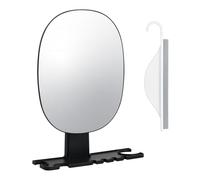 volumoon Miroir de Rasage, Miroir Antibuée sans Perçage, Miroir de Rasage Anti-buée pour Salle de Bain avec étagère, Miroir de Douche Fogless avec Support pour Lames de Rasoir, Montage Mural,Noir