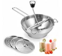 Volumoon Moulin à Aliments, Presse-Légumes Manuel, Moulin à Nourriture en Acier Inoxydable avec 3 Couches de Tamis, Broyage Facile, Presse-Purée pour Bébé avec Poignée, pour Faire Sauce, Purée