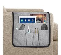 volumoon Organiseur d'Accoudoir de Canapé, Antidérapant, 5 Poches, Sofa Fauteuil Sac de Rangement à Suspendre D'accoudoir, pour Télécommande, Tablette, Câble de Recharg, Magazine, Lunettes (Gris)