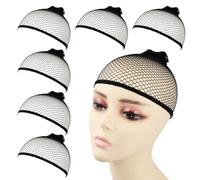 volumoon Perruque en filet Capuche, Wig Cap pour Perruque 6 pcs, Bonnet Perruque Femme, Élastique Chapeau de Perruque, Filet à Cheveux pour Perruque, doux et respirants pour Homme et Femme. (Noir)