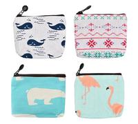 volumoon Petit Porte Monnaie, 4 Pcs Portes Monnaies en Toile, Mignon Petit Pochette Portefeuille avec Fermeture Eclair, Mini Porte Monnaie en Toile, pour Monnaie, Cartes, Clés, Papeterie