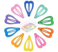 volumoon Pince à Cheveux Bébé, 10 PCS 3cm/3.5 cm Mini Barrettes à Cheveux Fille, Mignon Snap Barettes BB en Métal Colorées pour Bébés Tout-Petits Enfants Filles Cheveux Fins (Cœur)