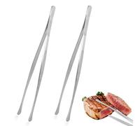 volumoon Pince de Cuisine, 2 Pièces Pinces à Barbecue en Acier Inoxydable, Pince à Viande Longues pour Camping, Pinces de Service Multifonctions pour Pâtisserie, Griller, Cuisson (Argent, 30 cm)