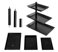 volumoon Plateau de Service à 3 Niveaux, Présentoir à Fruits Noir avec 3 étages, Support à Gâteaux, Plateau de Service en Métal pour Dessert, Gâteau, Pâtisserie, Biscuits, Fruits