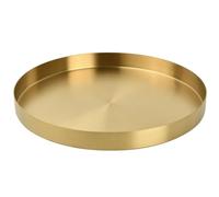 volumoon Plateau rond décoratif doré Ø 30 cm Plateau de service rond en acier inoxydable Plateau décoratif et assiette à bougie pour maquillage, bijoux, thé, café, boissons, articles de toilette