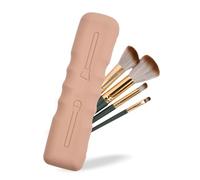 Volumoon porte-pinceaux de maquillage de voyage, Trousse de voyage en silicone tendance et portable, Rangement Pinceaux Maquillage, Porte Pinceaux pour Femmes voyage Pinceaux Maquillage, Brun Clair