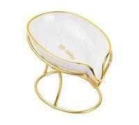 Volumoon Porte Savon, Support Savon Douche, Porte-Savons avec Drain, Boite à Savon, Porte-Savon Auto Drainant, pour Cuisine et Salle de Bain, Accessoires de Salle de Bain (Blanc + Or)