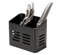 volumoon Porte Ustensiles, Porte ustensiles en acier inoxydable, Égouttoir à Couverts avec 2 Compartiments, Rangement Ustensiles Cuisine pour Cuillères, Spatules, Fourchettes, Comptoir (Noir)
