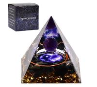 volumoon Pyramide de Cristal, Pyramide de Guérison des Chakras, Pyramide de Cristal Pierre de Lune, d'énergie Pyramide Améthyste, Reiki Pyramide pour Chakra Méditation Yoga et Décoration de Table (B)