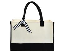 volumoon Sac Toile Jute, Sac Plage Femme, Sac Tote bag avec Noeud Papillon, Sac de Transport Elégant et Spacieux, Grande Capacité, Sacs à Provisions RÉutilisables pour Shopping, Voyage, Mariage