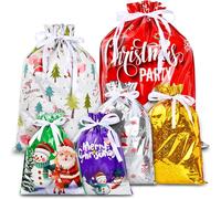 Volumoon Sacs Cadeaux De Noel, 18pcs Sacs-Cadeaux S, Sapin De Noël Sacs De Cadeaux, Sacs-Cadeaux De Noël Assortis Avec Cordon De Serrage, Sachet Biscuit Noël Pour Sac De Rangement Cadeau