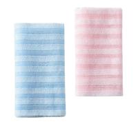 Volumoon Serviettes Exfoliantes de Bain, 2 Pièces Exfoliants Allongée Frotteur Dorsal, Serviette de Récurage pour La Douche, pour Le Nettoyage Du Corps et Le Massage (Bleu + Rose)