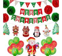 Volumoon Set de 31 Pièces Ballons de Noël, Kit de Décoration en Aluminium pour Fête de Noël