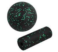 Volumoon Set Massage Fascias (Balle de Massage 12cm + Mini Rouleau de Massage), Balle d'Automassage, Balle en Mousse Pour Massage des Trigger Points, Relaxation Musculaire et Soulage Douleur (Vert)