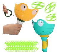 Volumoon Soucoupe Volante Launcher Jouets (2 Lanceurs à Hélice + 12 Disques), Jouet de Lanceur de Disque Volant, Flying Disc Launcher Toy, Hélice Jouet Enfants, Cadeaux pour âge 3-8Ans Garçons Filles