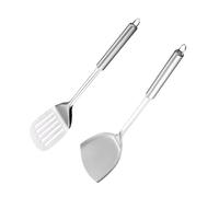volumoon Spatule, 2Pcs Spatules de Cuisine, Jeu de Spatules Solides et à Fentes, Spatule pour Poêle, Spatule en Métal, Tourneur à Fente, Spatule pour Légumes Sautés, Spatule à Crêpes