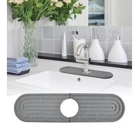volumoon Tapis pour Robinet de Cuisine, Tapis Evier Cuisine Anti-éclaboussures en Diatomite, Tapis D'évier Porte Eponge Plateau en Pierre Absorbant l'eau Et Séchant Rapidement - Gris