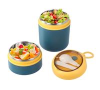 volumoon Tasse à Muesli avec Cuillère, 710 ml Gobelet à céréales en acier inoxydable, Mug à Yogourt Étanche et Thermo, Thermos Alimentaire Chaud Boîte Isotherme Repas Chaud pour Ecole, Bureau (Bleu)