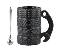 Volumoon Tasse à Pneu de Voiture, Tasse de Voiture Cool 3D, Tasse en Céramique pour Café, Mugs et Tasses à Café avec Cuillère Anse avec Tasses à Café pour Hommes, Mécanicien Conducteur 500 ML