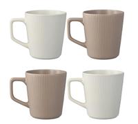 volumoon Tasses à Café, 4 PCS Grande Tasse à Cappuccino en Céramique de 500 ml avec Poignée, Grande Capacité Tasses pour Cappuccino, Tasses à Thé pour Latte, Cacao Chaud, Céréales (Blanc, Kaki)