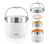 volumoon Thermos Alimentaire Chaud 1200ml, Récipient Inox avec Cuillère Pliable, Bol Isotherme Anti-Fuite avec Couvercle, Boîte Repas Thermique pour Soupe, Bureau, École, Voyage (Blanc)