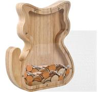 Volumoon Tirelire en Bois, Tirelire Chat Bois, Tirelire Personnalisé, Tirelire Transparente avec Ouverture, Tirelire Animal pour Filles et Garçons, Décoration Noël/Pâques/Festival/Anniversaire