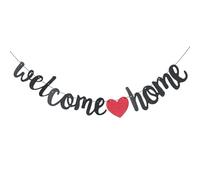 Volumoon Welcome Home Bannière, Bannière Bienvenue à la Maison, Guirlande de Bienvenue à la Maison, Brillée Welcome Home Banner en Papier, Bienvenue Guirlande pour Famille Festival Célébration