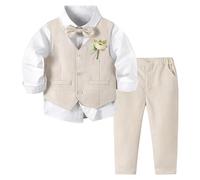 Volunboy Ensemble Costume Bébé Garçon, Cérémonie Formel Mariage 4 Pièces Gilet Chemise Pantalon avec Noeud Papillon