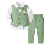 Volunboy Ensemble Costume Bébé Garçon, Cérémonie Formel Mariage 4 Pièces Gilet Chemise Pantalon avec Noeud Papillon