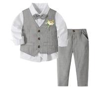 Volunboy Ensemble Costume Bébé Garçon, Cérémonie Formel Mariage 4 Pièces Gilet Chemise Pantalon avec Noeud Papillon