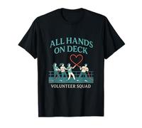 Volunteer Squad All Hands on Deck Motif cœur Nautique T-Shirt