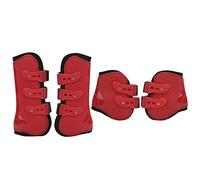 Voluxe Bottes de Saut de Cheval, Sangles Ouvertes réglables protège-Jambes de Cheval Avant pour équipement équestre(Ensemble de Rouge Avant et arrière, L)