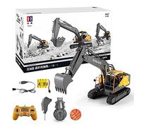 s-idee E568-003 1/16 Volvo Licensed RC Pelleteuse à pelle avec fonction complète 3 pièces et balle, pelleteuse avec télécommande et pince à bois télécommandée avec batterie et chargeur