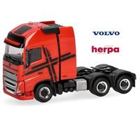 Volvo FH XL'20 Tracteur lourd 6x4 rouge avec croix noire - Herpa - Scale 1/87