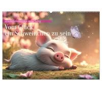Vom Glück, ein Schweinchen zu sein (Wandkalender 2026 DIN A2 quer), CALVENDO Monatskalender: Niedliche, KI-generierte Schweinchen zeigen sich in liebevollen Alltagsszenen